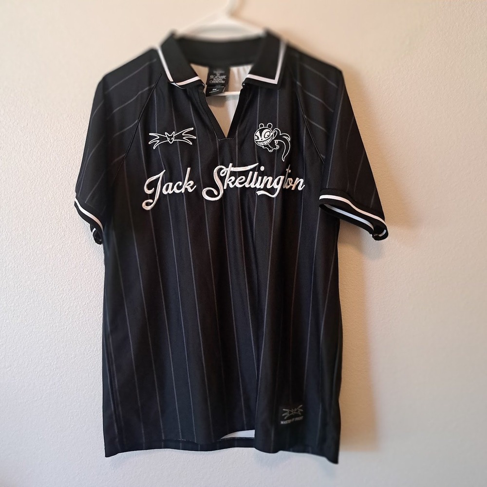 Disney Nightmare Before Christmas Jack Skellington Jersey Black Pinstripe Small